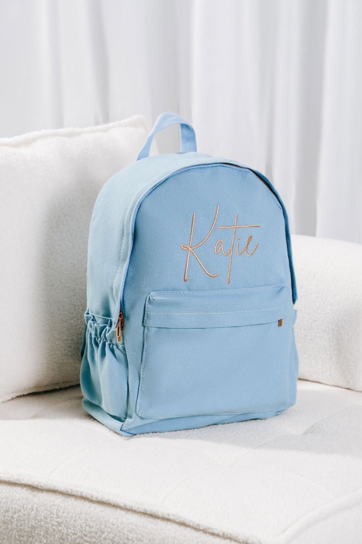 Dusty Blue Personalised Backpack