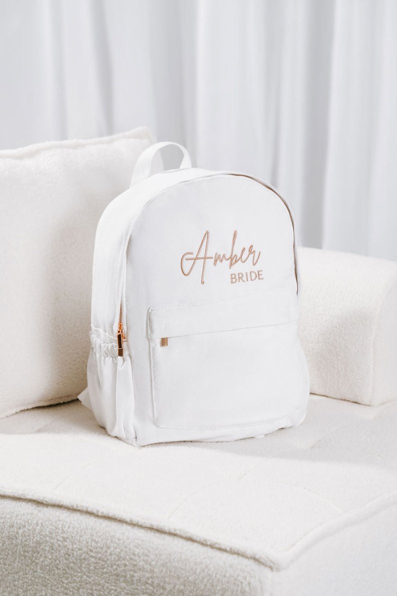 White Personalised Backpack