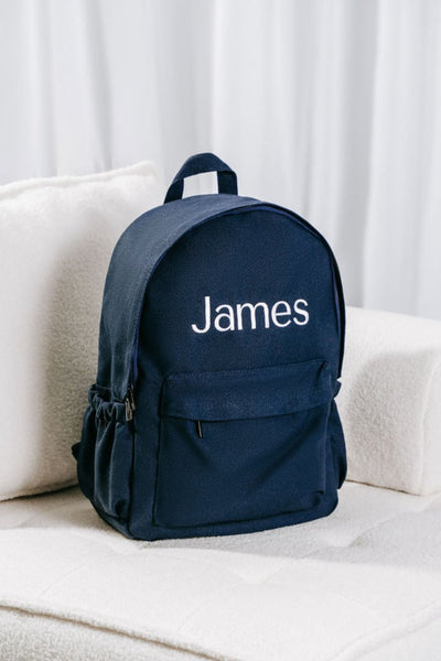 Navy Personalised Backpack (Gunmetal Zipper)