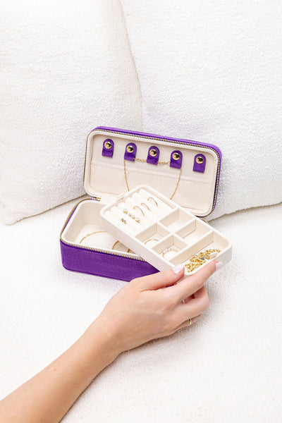 Large Personalised Velvet Jewellery Box - Amethyst