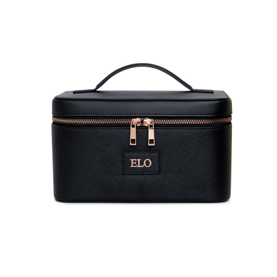 Personalised Leather Cosmetic Case - Midnight Black