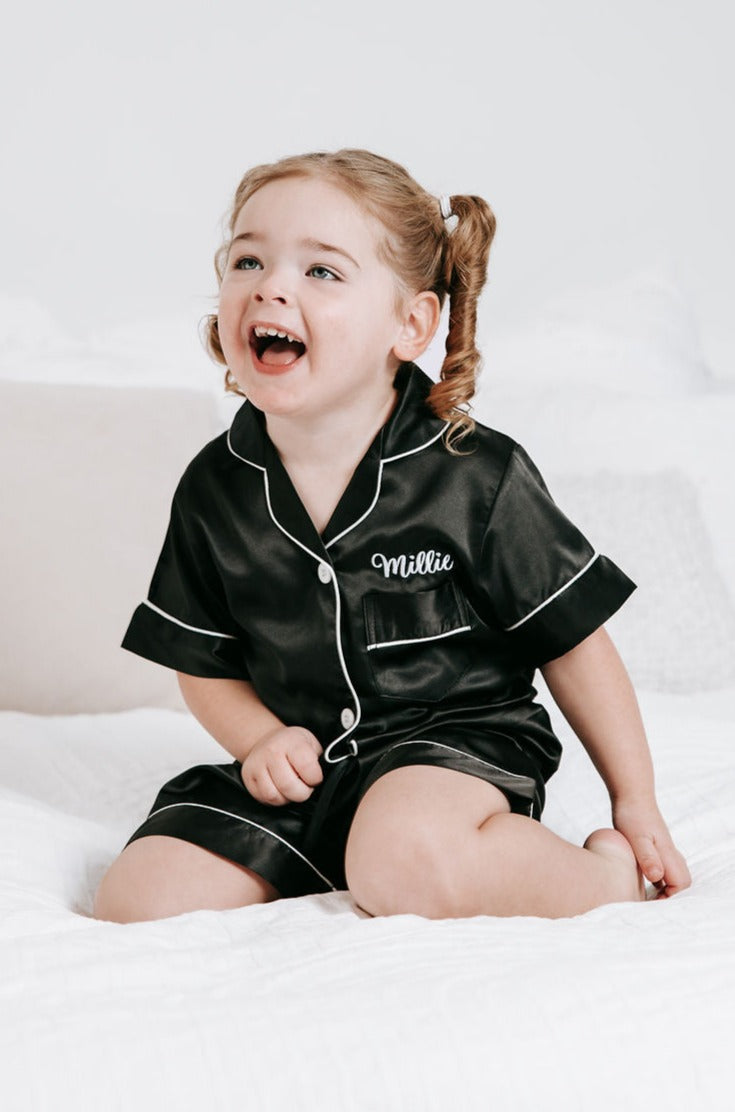 BABY Luxury Embroidered Pyjama Set - Black