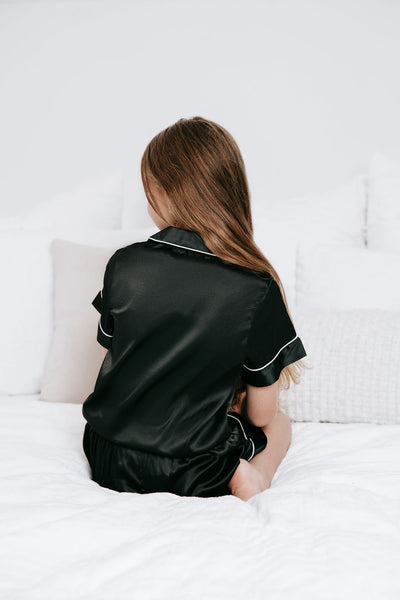 KID'S Unisex Luxury Embroidered Pyjama Set - Black