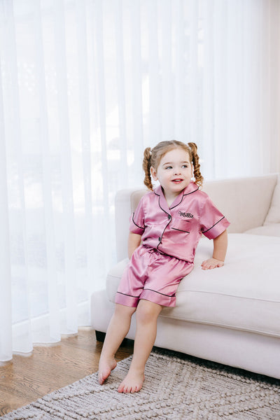 BABY Luxury Embroidered Pyjama Set - Dusty Rose