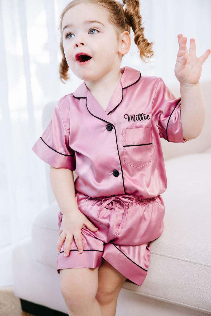 BABY Luxury Embroidered Pyjama Set - Dusty Rose