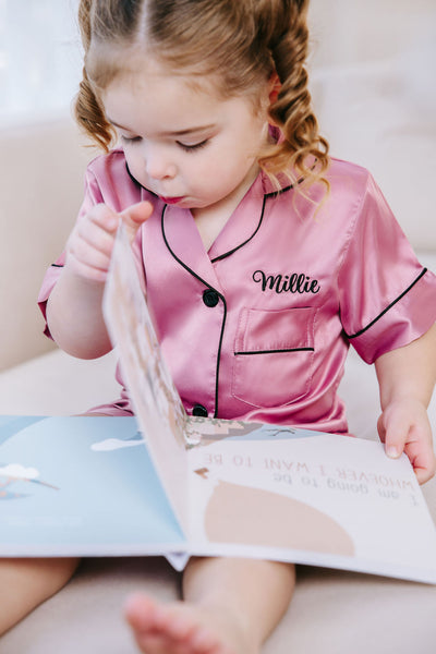 BABY Luxury Embroidered Pyjama Set - Dusty Rose