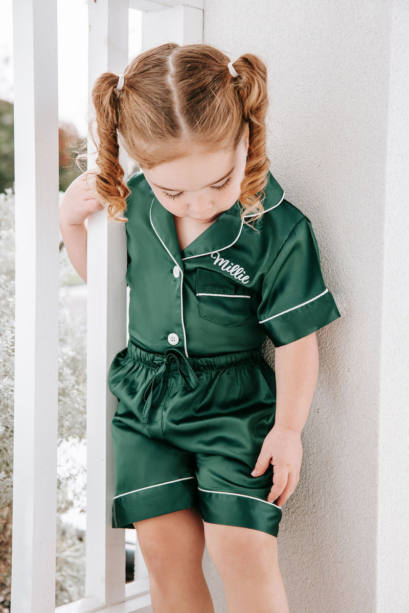 Baby Luxury Embroidered Pyjama Set - Evergreen