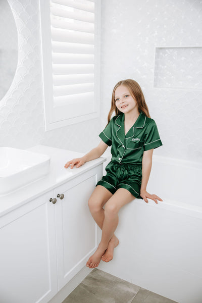 KID'S Unisex Luxury Embroidered Pyjama Set - Evergreen