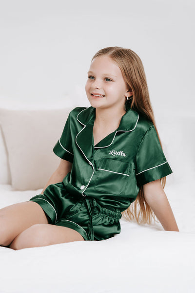 KID'S Unisex Luxury Embroidered Pyjama Set - Evergreen