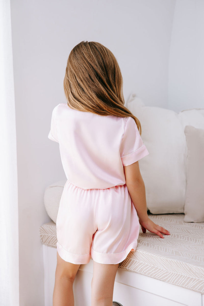 KIDS Luxury Embroidered Pyjama Set - Marshmallow Pink