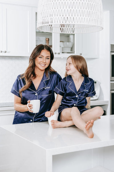 KID'S Unisex Luxury Embroidered Pyjama Set - Navy