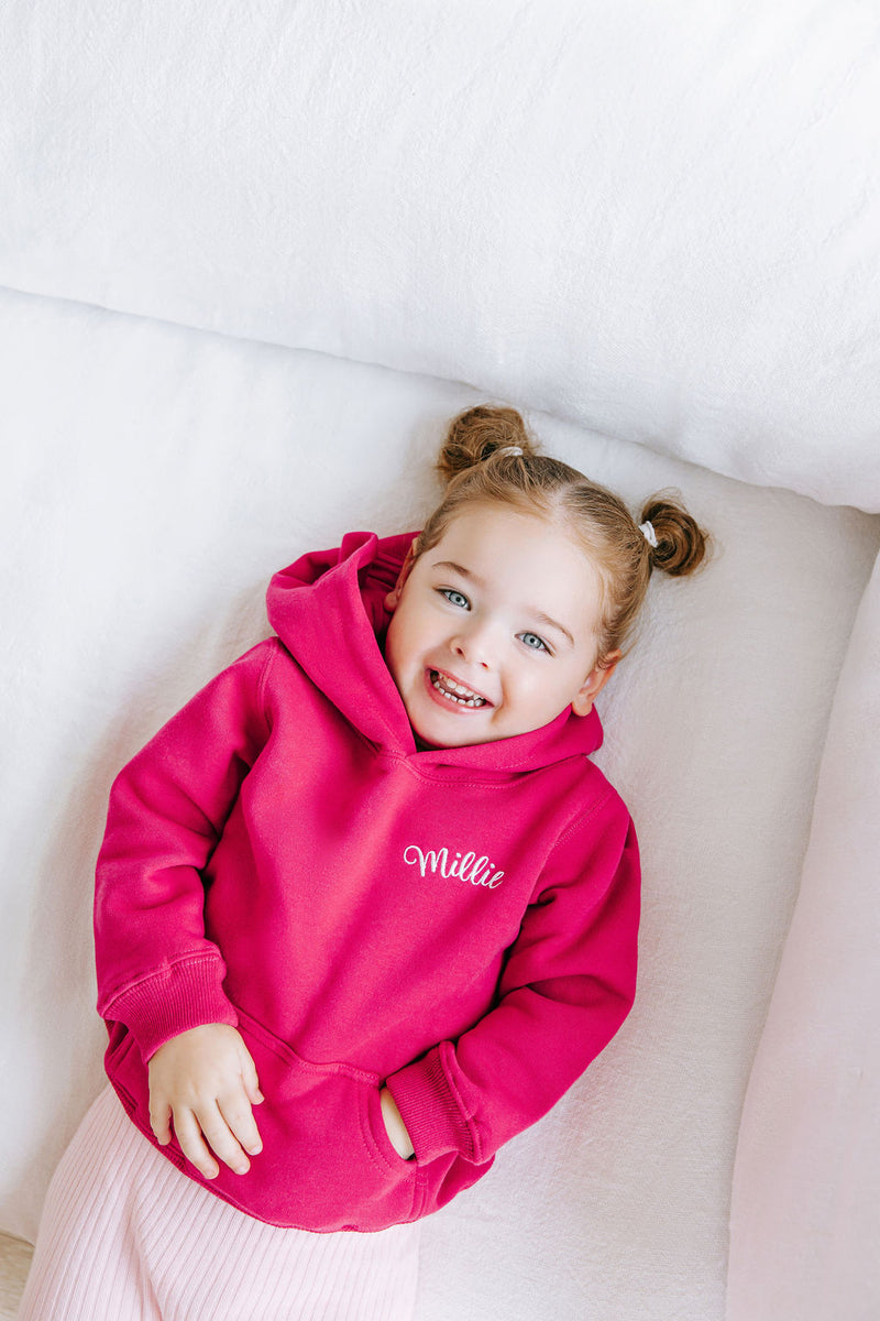 Baby Personalised Hoodie - Raspberry