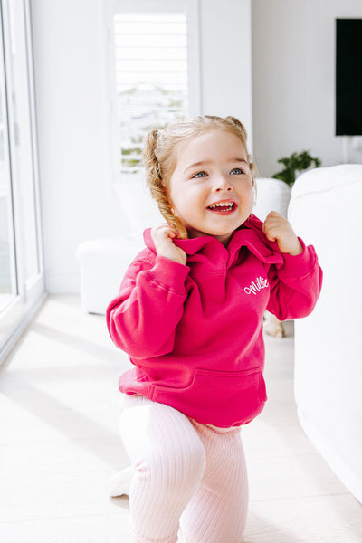 Baby Personalised Hoodie - Raspberry