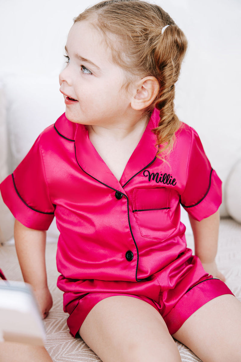 BABY Luxury Embroidered Pyjama Set - Raspberry