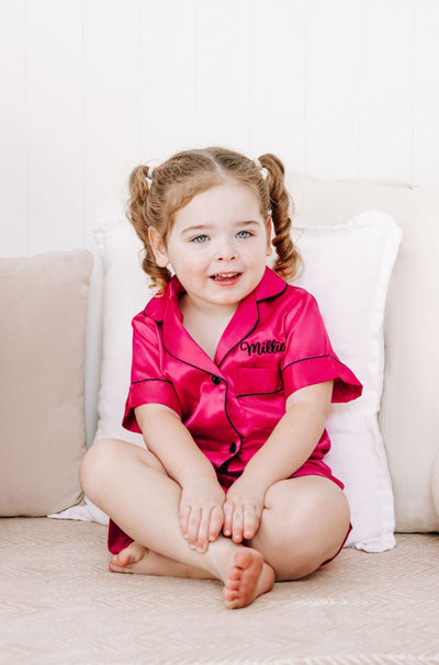 BABY Luxury Embroidered Pyjama Set - Raspberry