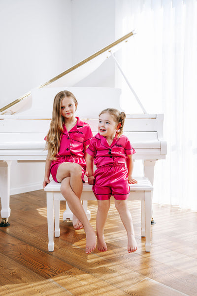 KID'S Luxury Embroidered Pyjama Set - Raspberry