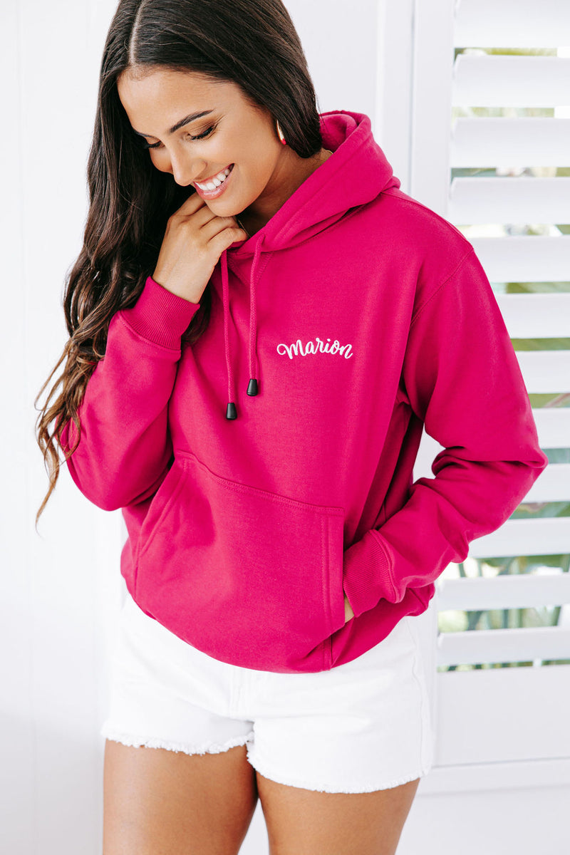 Ladies Personalised Hoodie - Raspberry