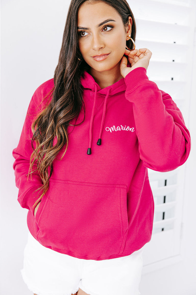 Ladies Personalised Hoodie - Raspberry