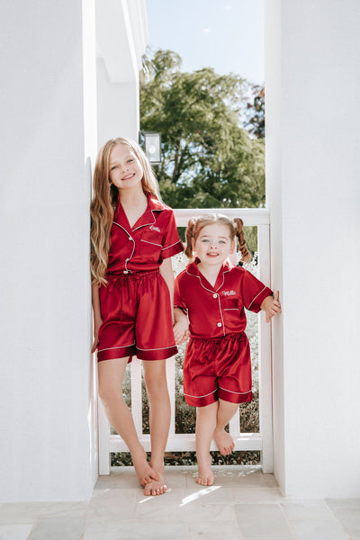 KID'S Luxury Embroidered Pyjama Set - Red