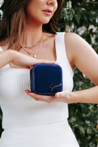 Personalised Velvet Jewellery Box - Navy