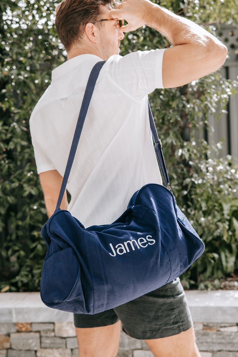 Navy Personalised Bag Set (Gunmetal Zipper)