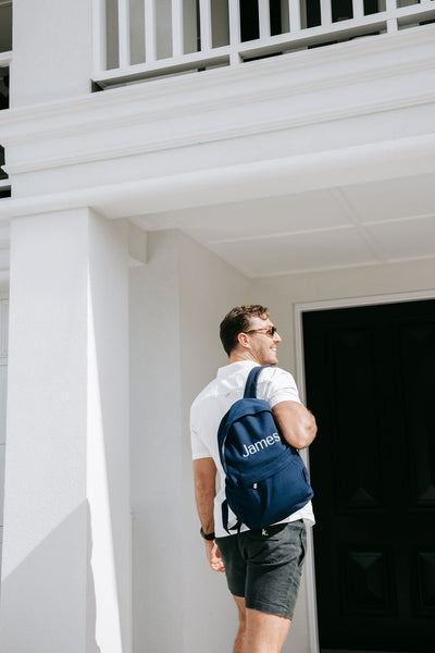 Navy Personalised Backpack (Gunmetal Zipper)