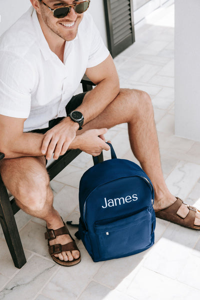 Navy Personalised Backpack (Gunmetal Zipper)