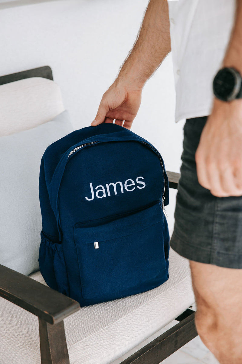 Navy Personalised Backpack (Gunmetal Zipper)